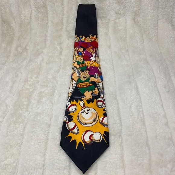 Hannah-Barbara Other - Vintage 1993 Hannah Barbara The Flintstones Bedrock Bowl-O-Rama Black Dress Tie